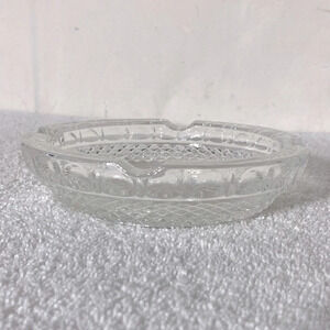 Vintage Clear Cut Glass Ashtray Trinket  Dish